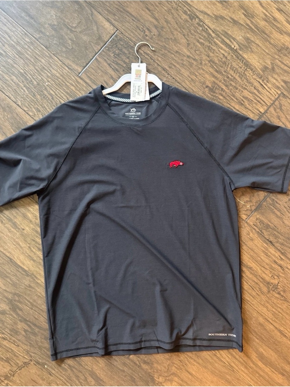 Southern Tide Black Short Sleeve Tee with Red Whale Logo